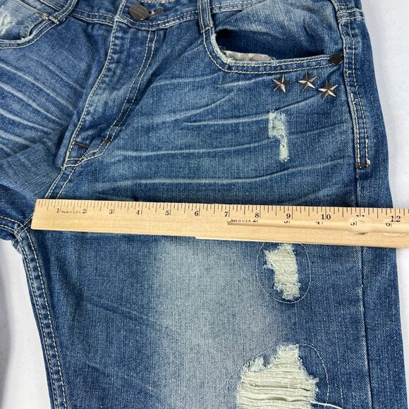 Jordan Craig Artisan Jean Men 33x32 Distressed USA Theme Blue Faded Cotton Denim - Picture 14 of 16